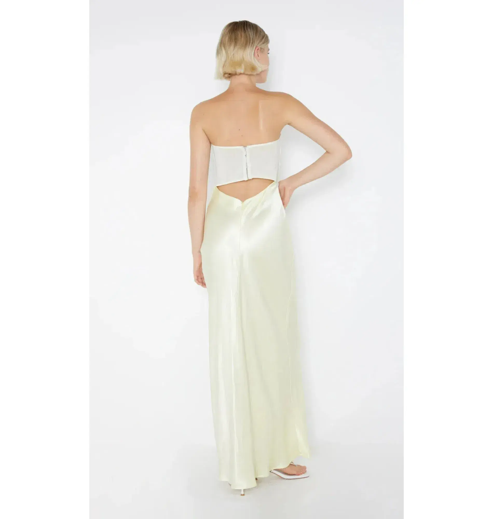 Bec and Bridge Halle Strapless Dress Ice Yellow Size AU 8 - Image 4