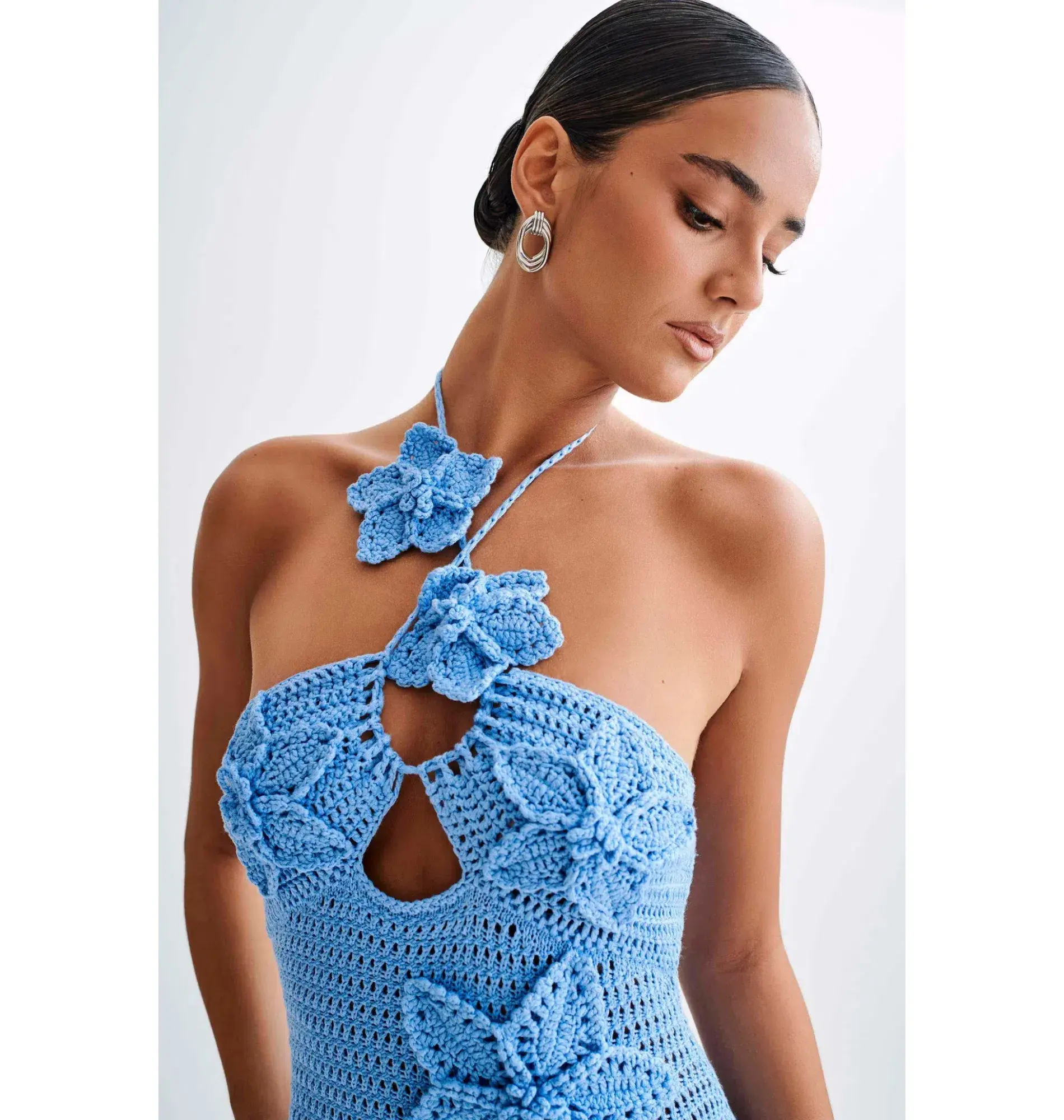 Meshki Floral Crochet Maxi Dress Cornflower Blue Size Small / AU 8 - Image 2