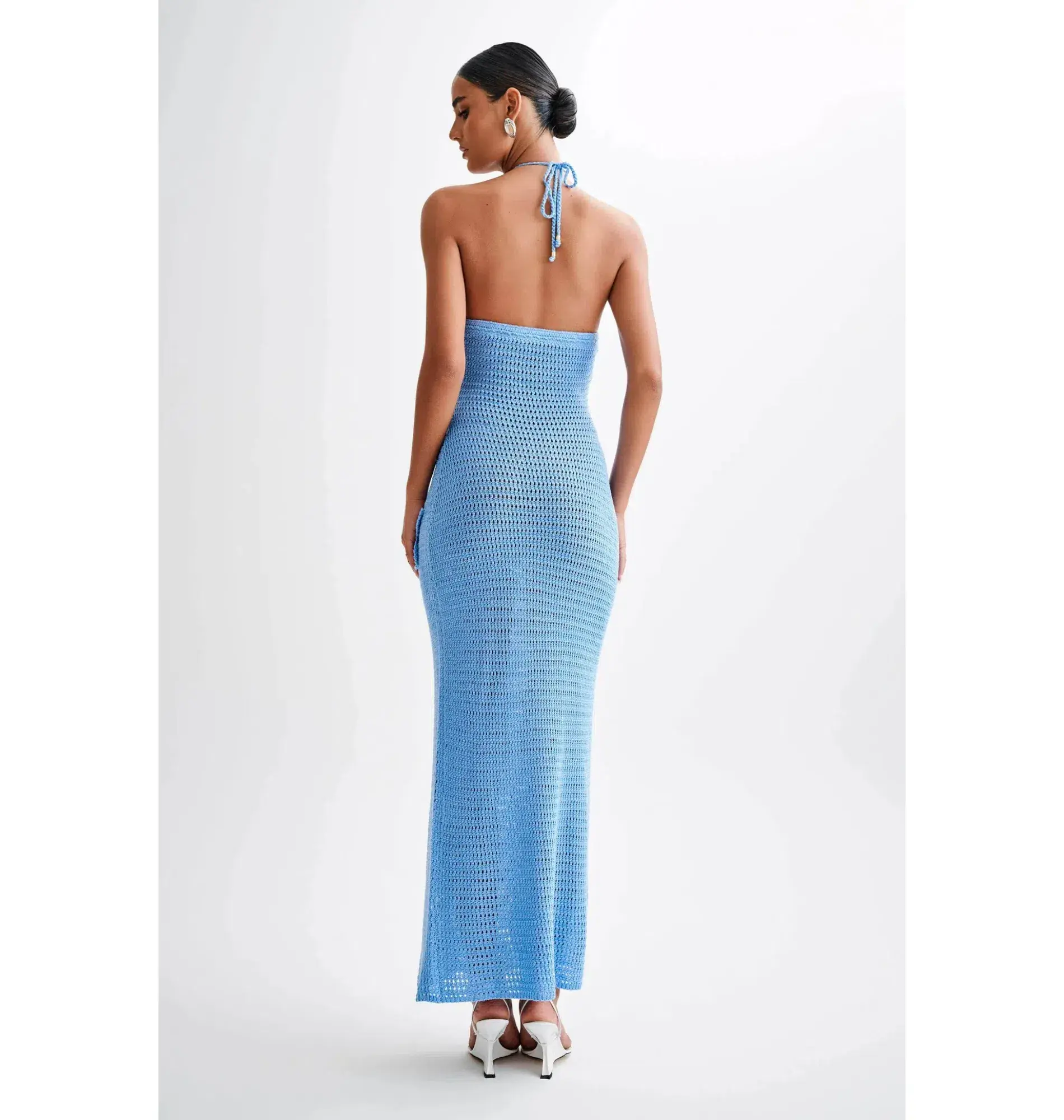 Meshki Floral Crochet Maxi Dress Cornflower Blue Size Small / AU 8 - Image 5