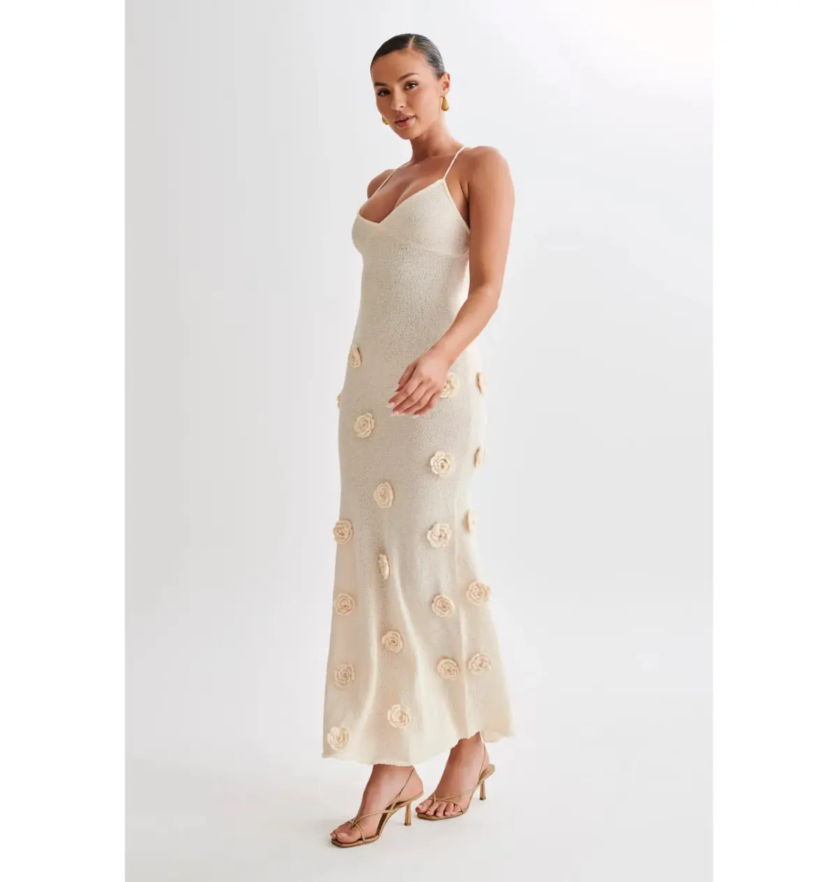 Meshki Suki Knit Maxi Dress With Flowers Nude Size Small / AU 8 - Image 3