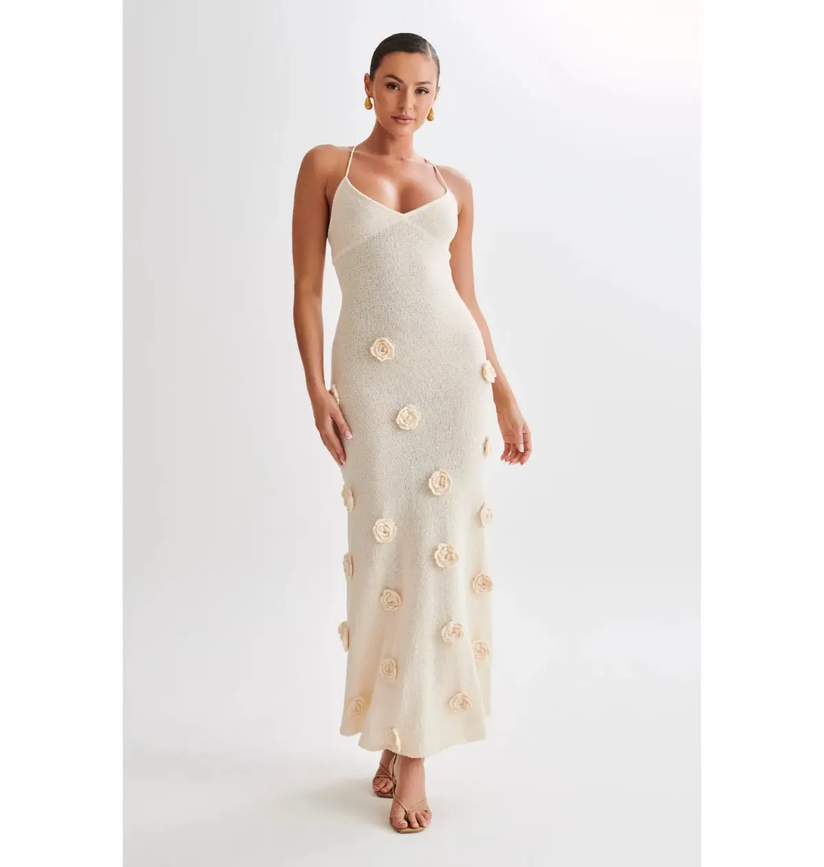 Meshki Suki Knit Maxi Dress With Flowers Nude Size Small / AU 8 - Image 1