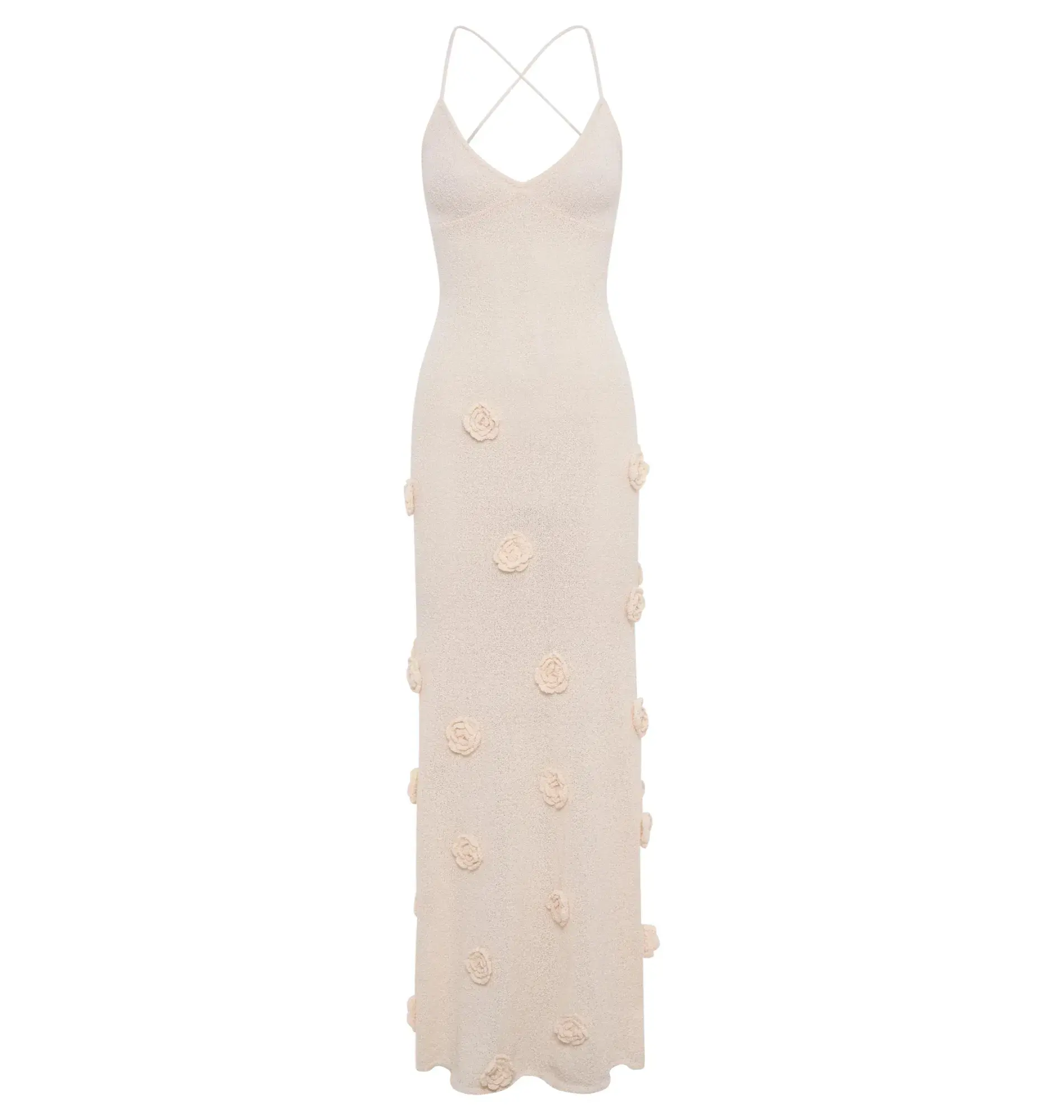 Meshki Suki Knit Maxi Dress With Flowers Nude Size Small / AU 8 - Image 5