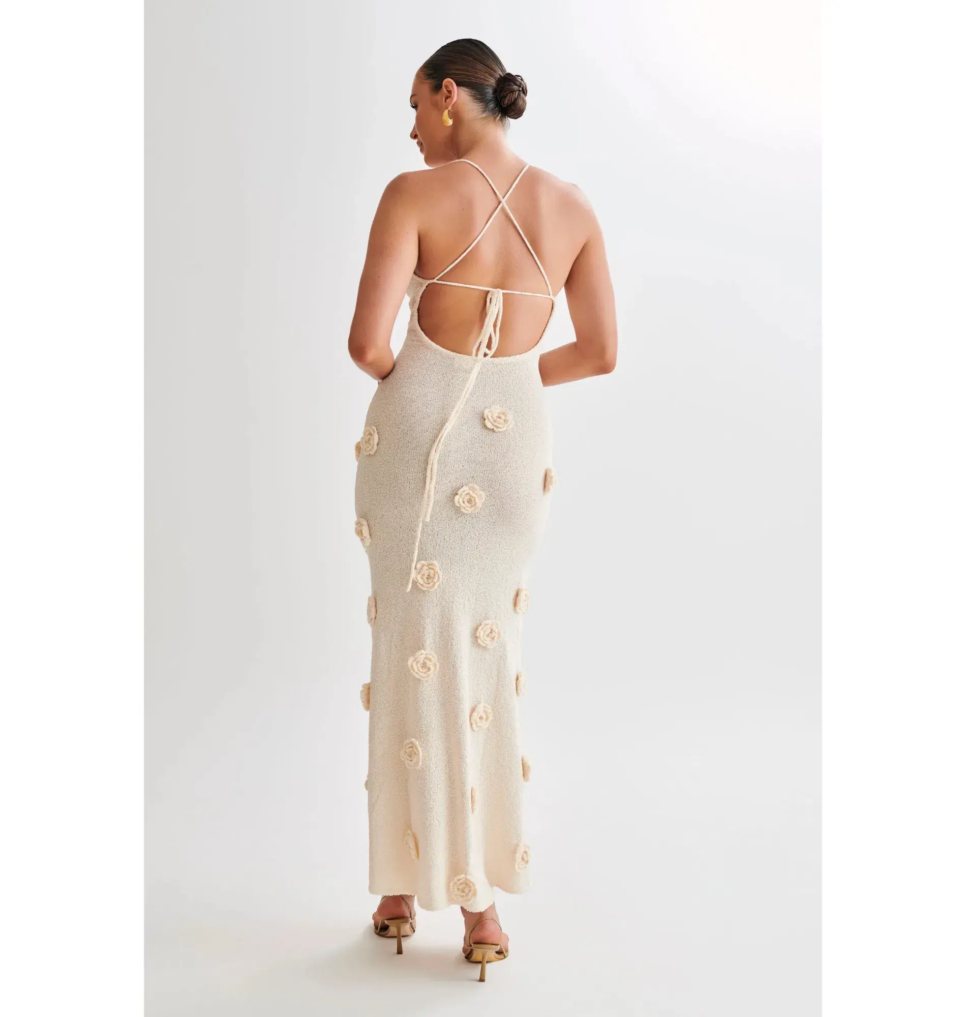 Meshki Suki Knit Maxi Dress With Flowers Nude Size Small / AU 8 - Image 2