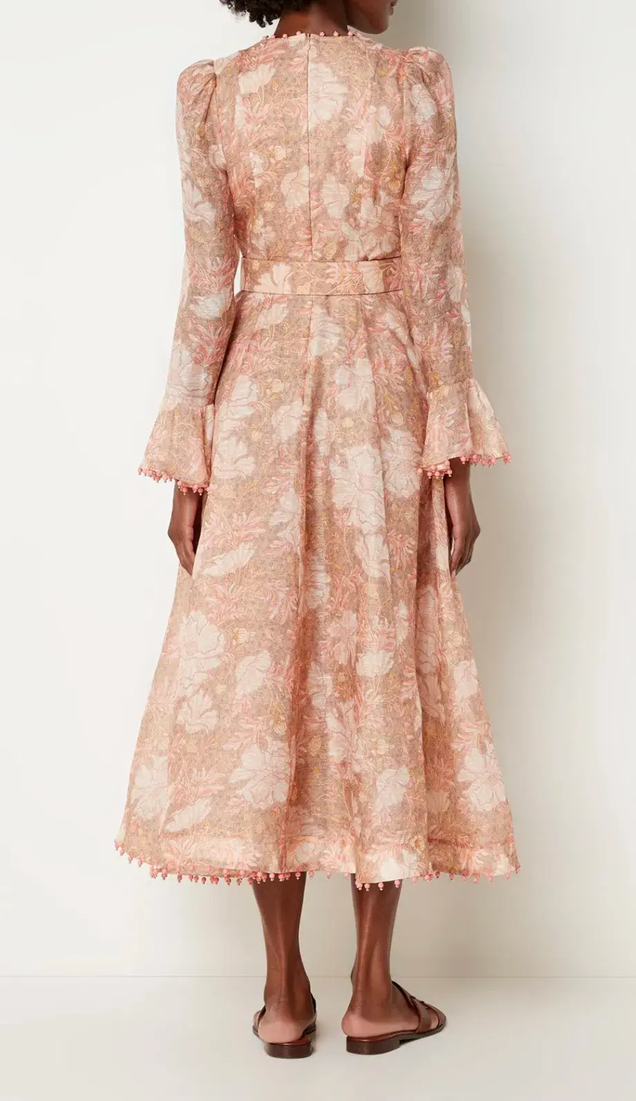 Zimmermann Kaleidoscope Belted Embellished Linen And Silk Blend Midi Dress Floral Size 0 / AU 8 - Image 3
