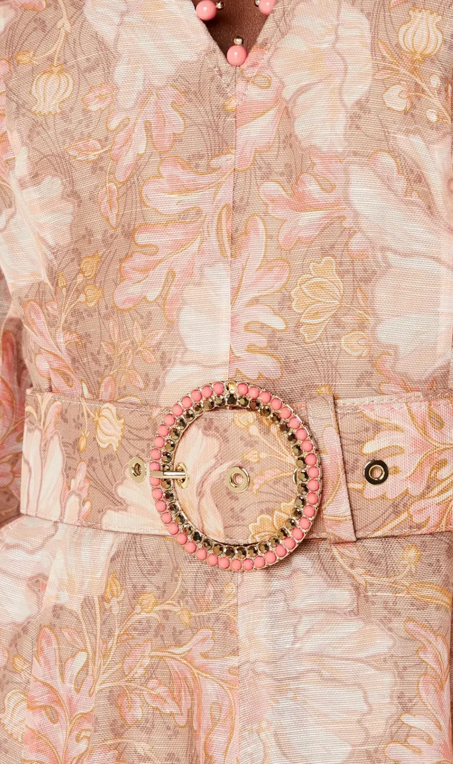 Zimmermann Kaleidoscope Belted Embellished Linen And Silk Blend Midi Dress Floral Size 0 / AU 8 for rent on The Volte - main image