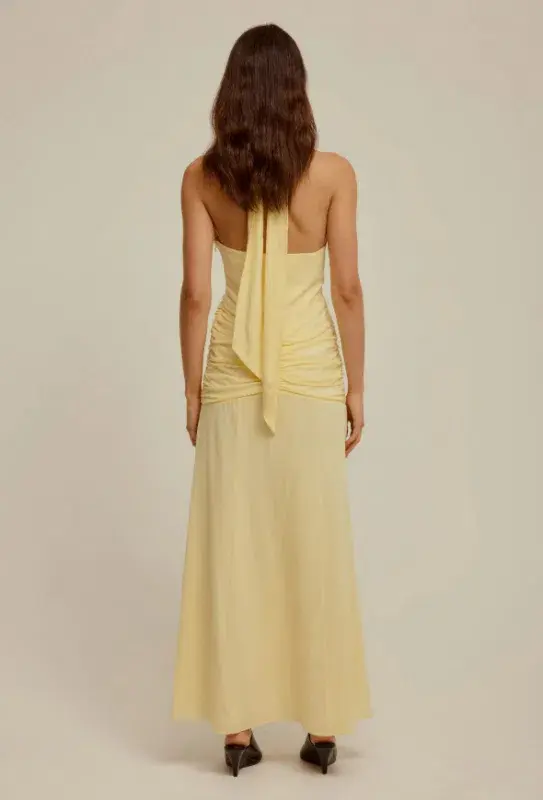 Venroy The Halter Neck Cut Out Dress In Pastel Yellow Size M / AU 10 - Image 3