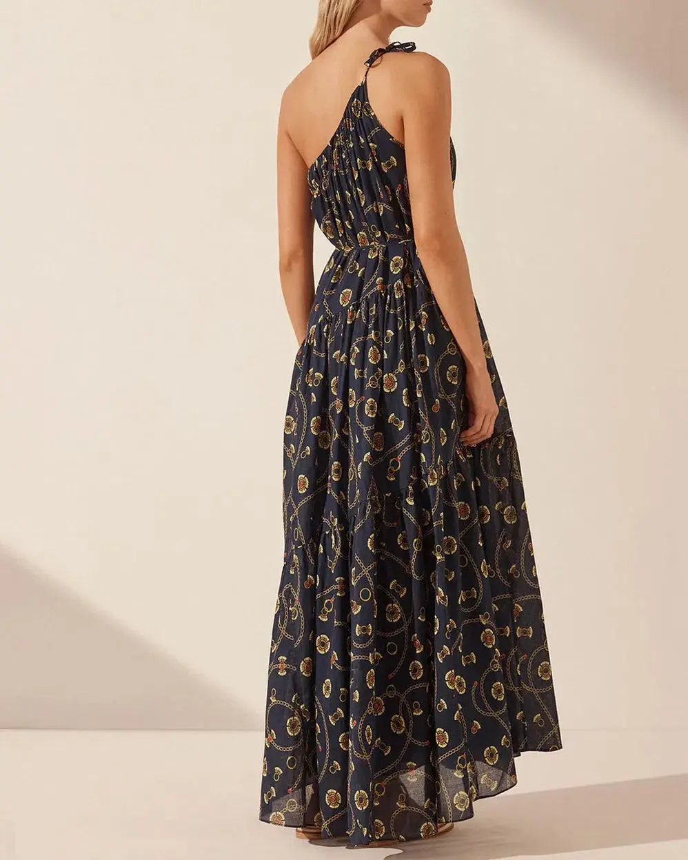 Shona Joy Vacance One Shoulder Tiered Maxi Dress Print Size 16 - Image 2