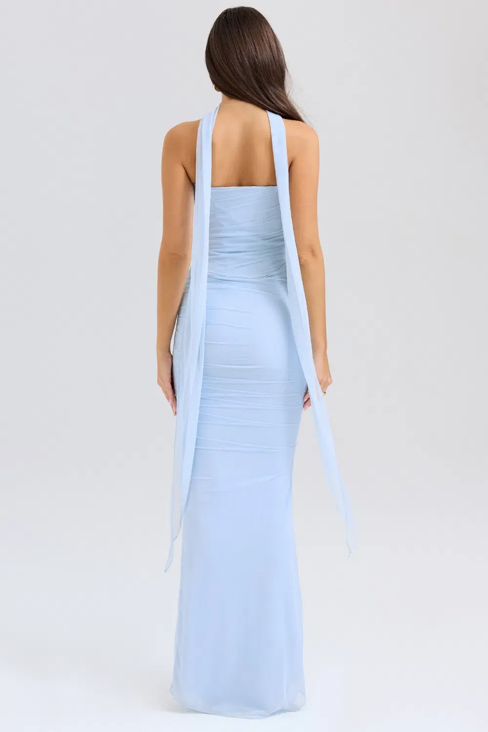 House of CB Hallie Strapless Corset With Neck Scarf and Cassidy Fluted Hem Maxi Skirt Set Bluebell Size 10 - Image 3
