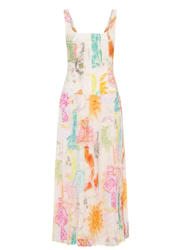 Kate Ford  Ethelinda Pleated Corset Midi Dress Solstice Print Size 4 / AU 14 - Image 6