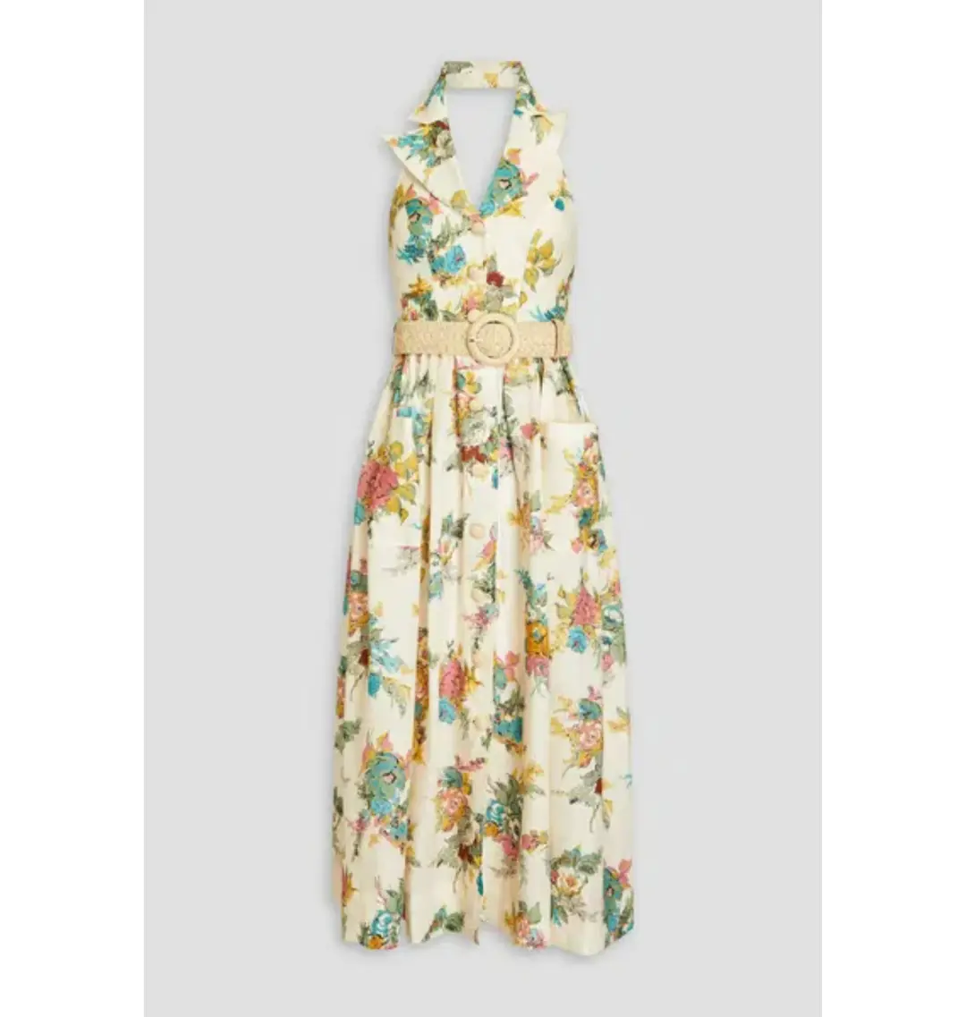 Zimmermann Clover Halterneck Shirt Dress Floral Print Size 1 / AU 10 for rent on The Volte - main image