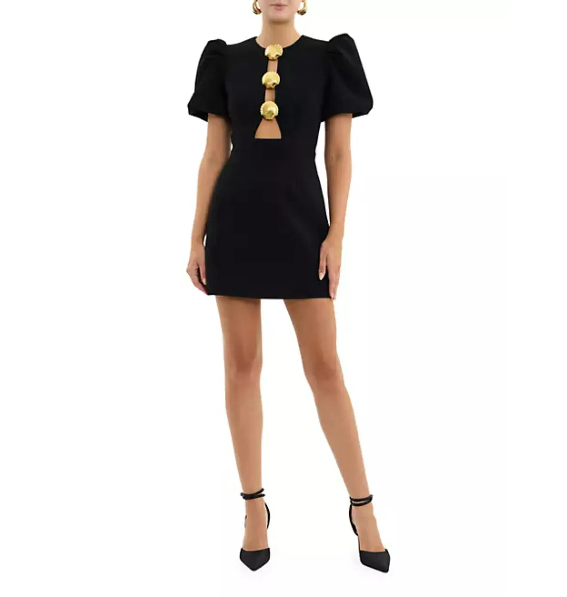 Rebecca Vallance Sirene Puff Sleeve Mini Dress Black Size AU 8 - Image 1