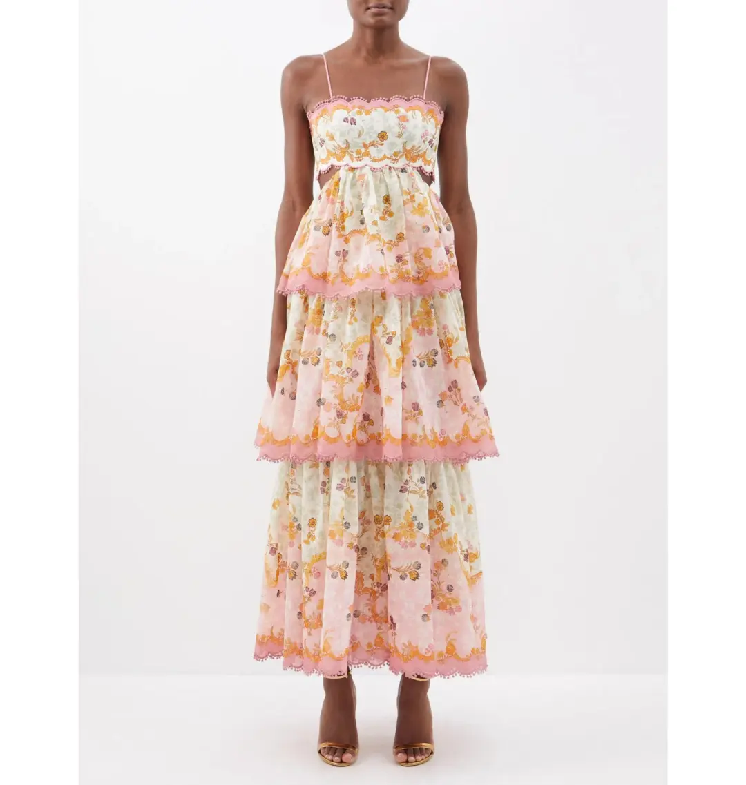 Zimmermann The Laurel Frill Midi Dress in Floral Size 1 / AU 10 for rent on The Volte - main image