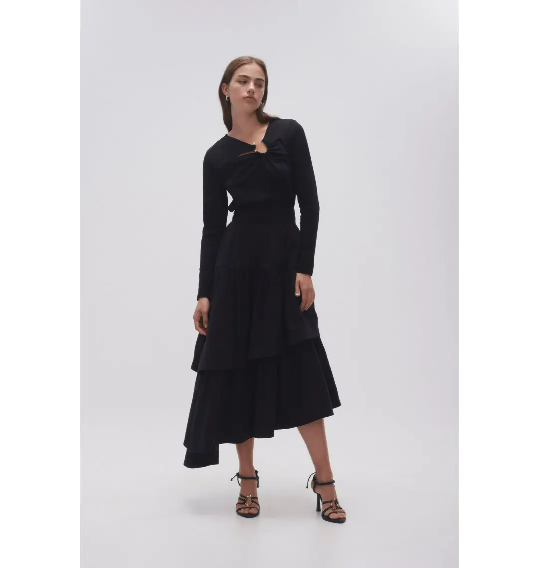 Aje Interlace Midi Skirt Black Size AU 8 for rent on The Volte - main image