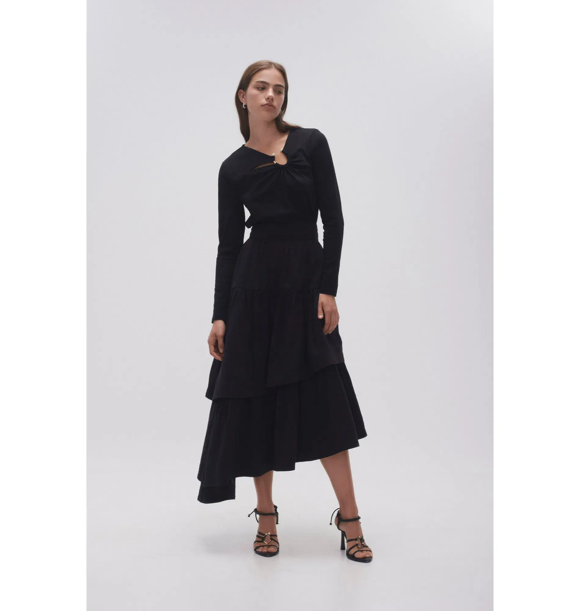 Aje Interlace Midi Skirt Black Size AU 8 - Image 1