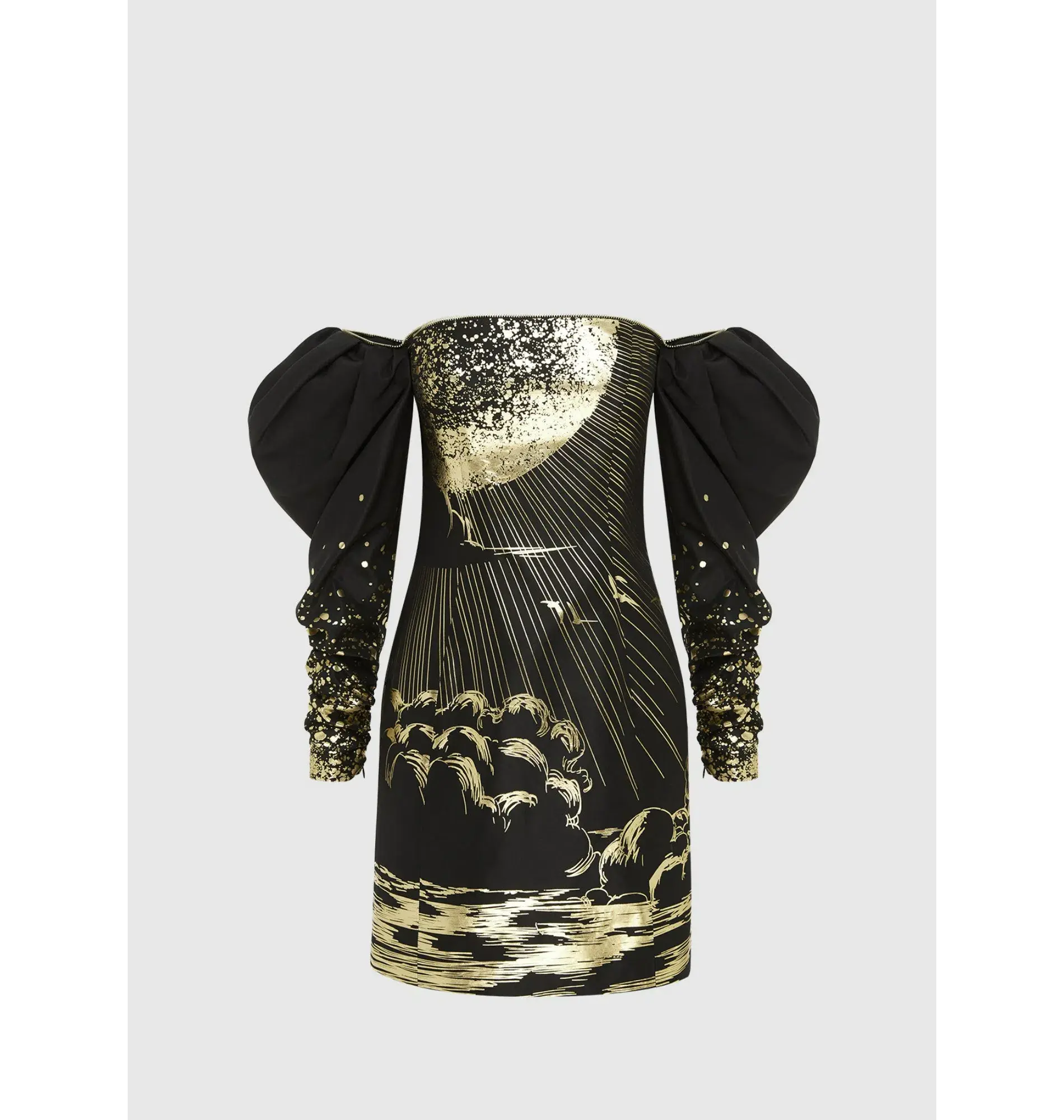 Leo Lin Gillian Off Shoulder Bustier Mini Dress in Moonlight Print Size AU 8 - Image 1