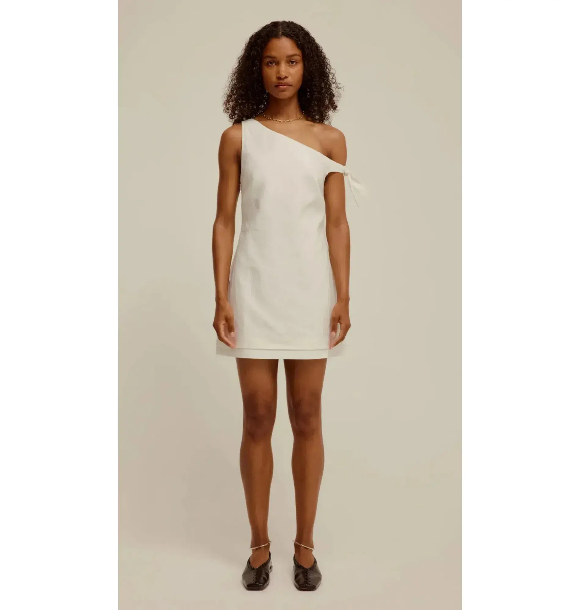 Venroy Side Tie Linen Mini Dress White Size L / AU 12  - Image 1