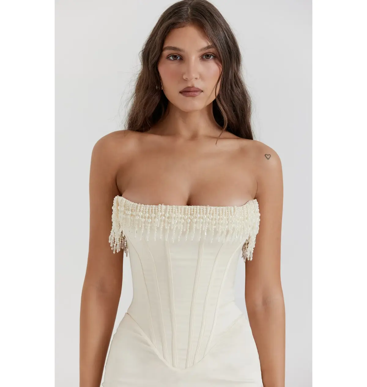 House of CB Nalitta Embellished Strapless Dress Vintage Cream Size Small / AU 8 - Image 3