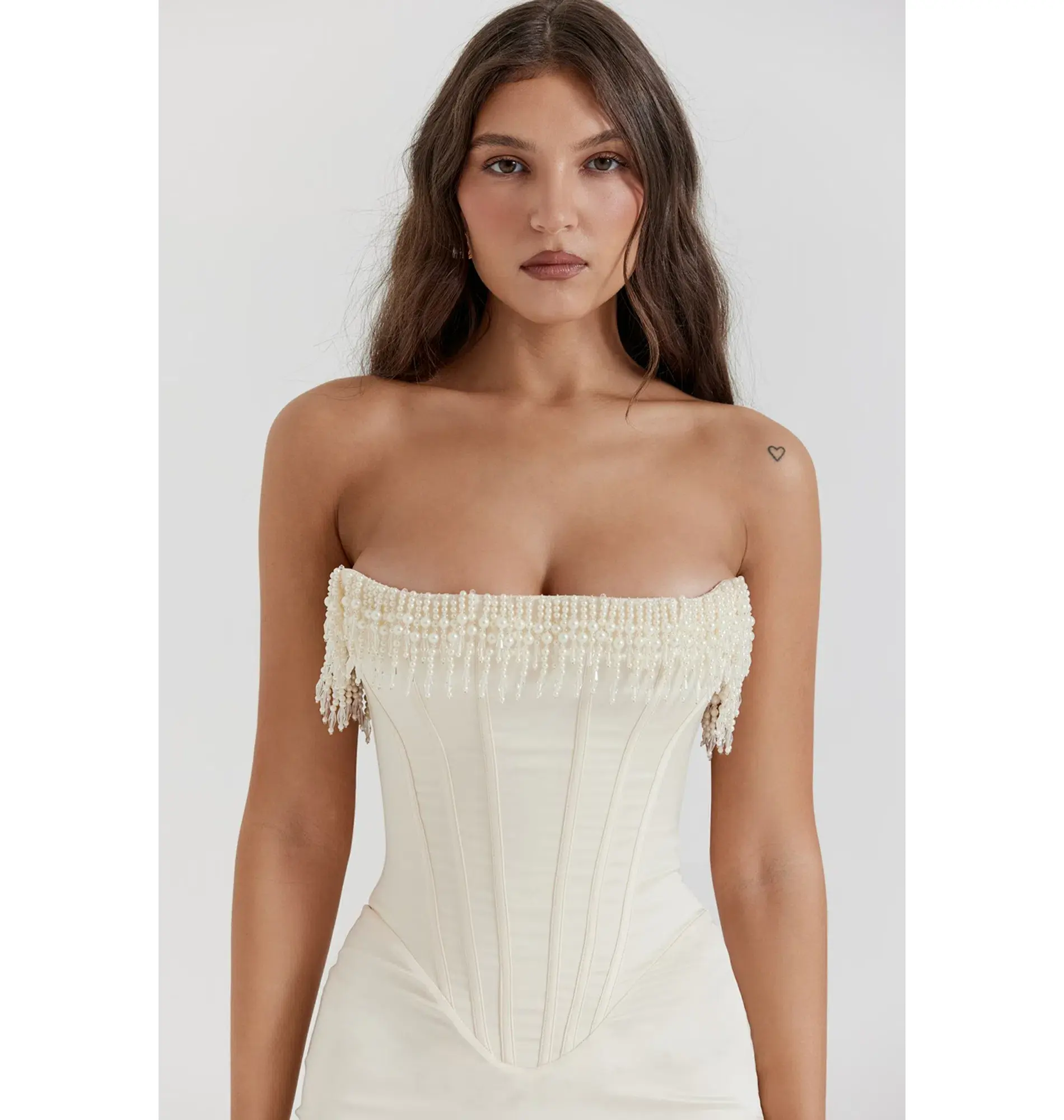 House of CB Nalitta Embellished Strapless Dress Vintage Cream Size Small / AU 8 - Image 3