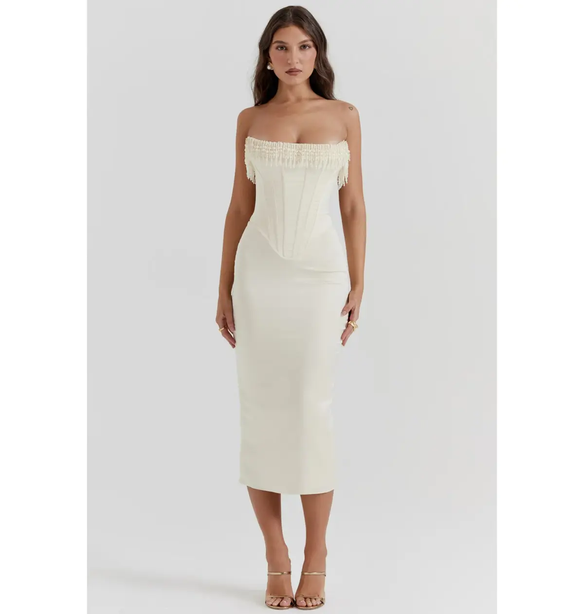 House of CB Nalitta Embellished Strapless Dress Vintage Cream Size Small / AU 8 - Image 1