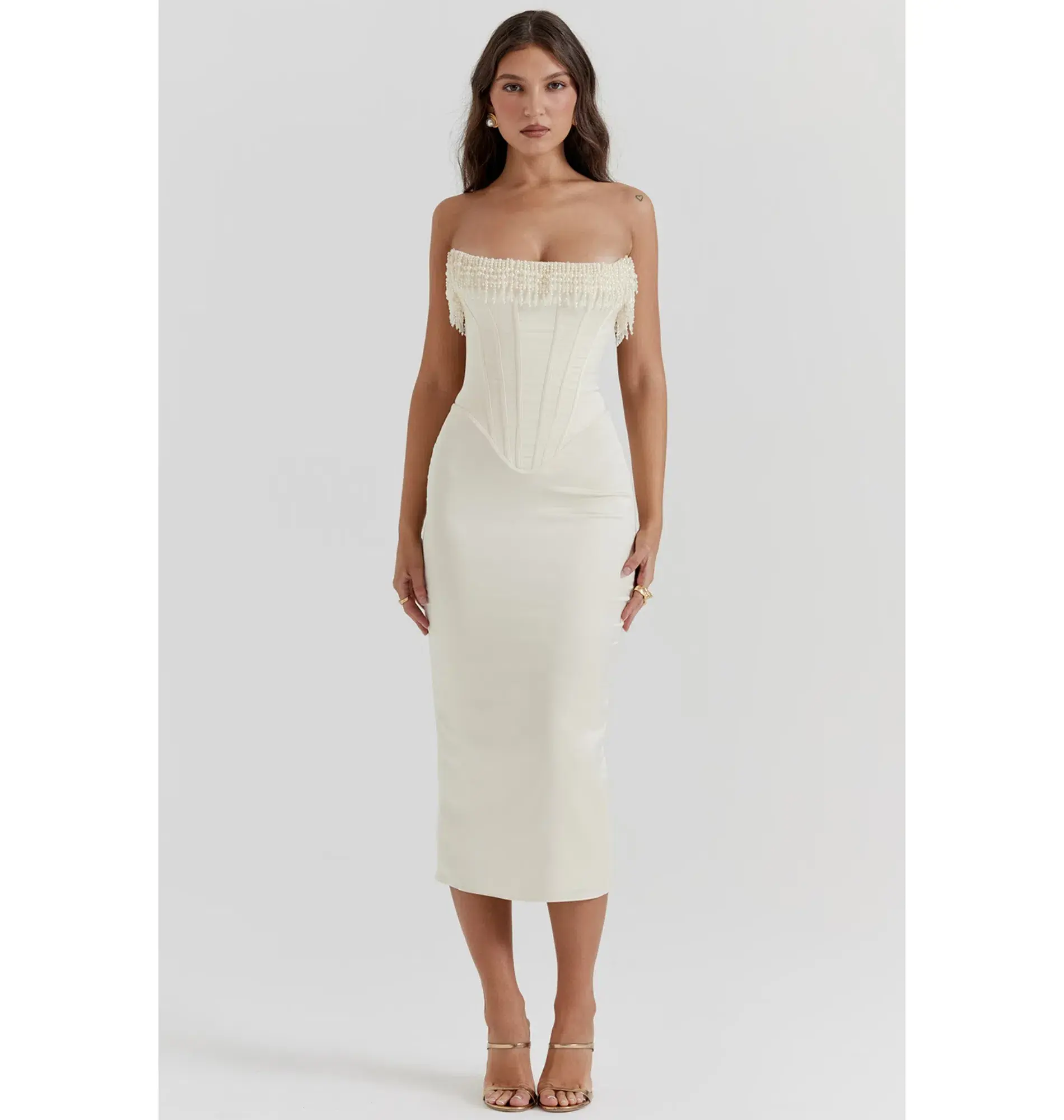 House of CB Nalitta Embellished Strapless Dress Vintage Cream Size Small / AU 8 - Image 1