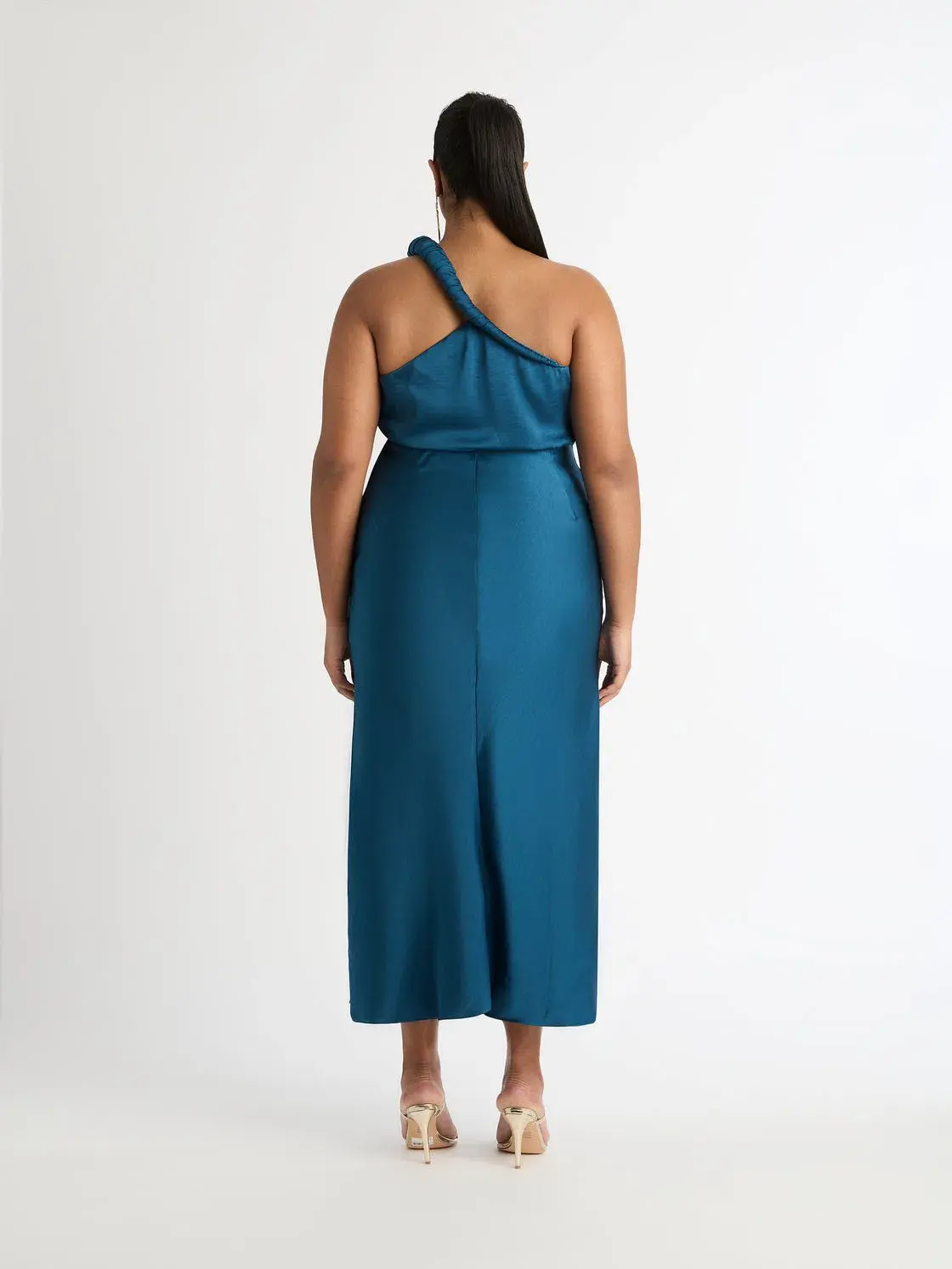 Sheike Naomi One Shoulder Dress Teal Size AU 14 - Image 2
