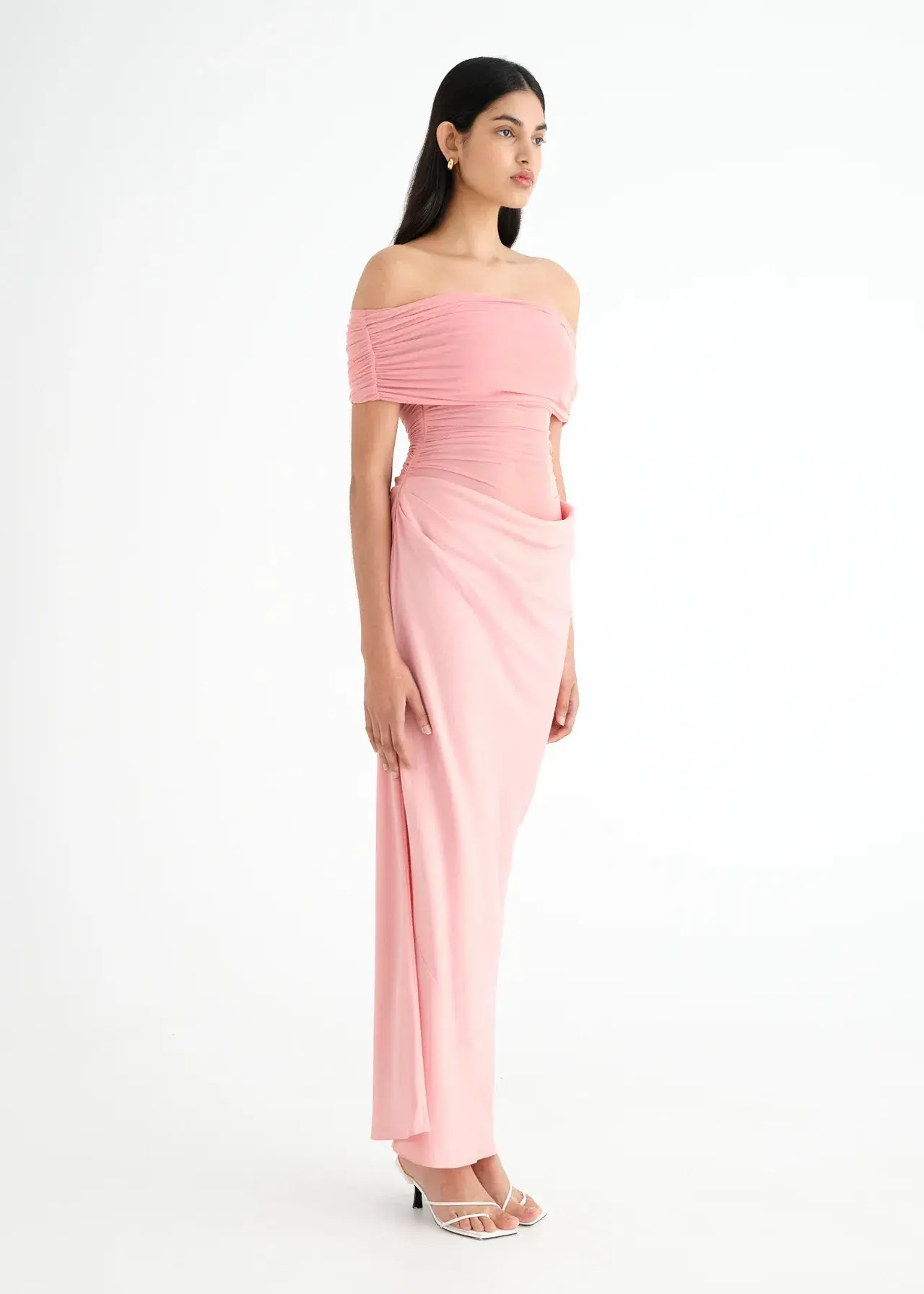 Benni Nico Off Shoulder Maxi Dress Candy Floss Pink Size AU 6 - Image 2