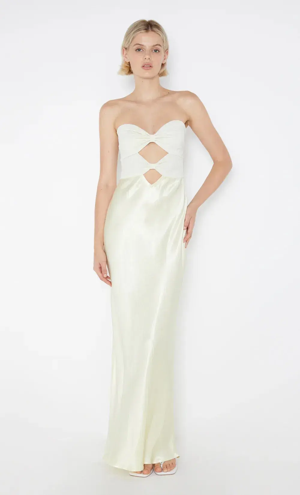 Bec & Bridge Halle Strapless Dress Ice Yellow Size AU 6 - Image 4