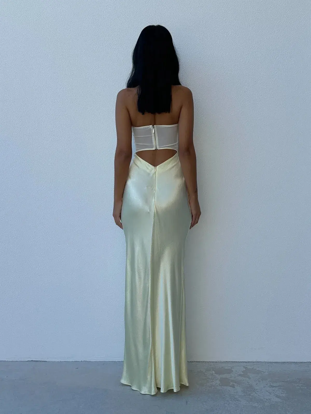 Bec & Bridge Halle Strapless Dress Ice Yellow Size AU 6 - Image 3