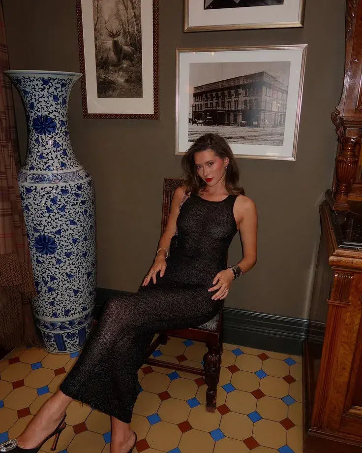 Asta Resort Natalia Long Maxi Dress in Black Sequin Size M / AU 10 - Image 7
