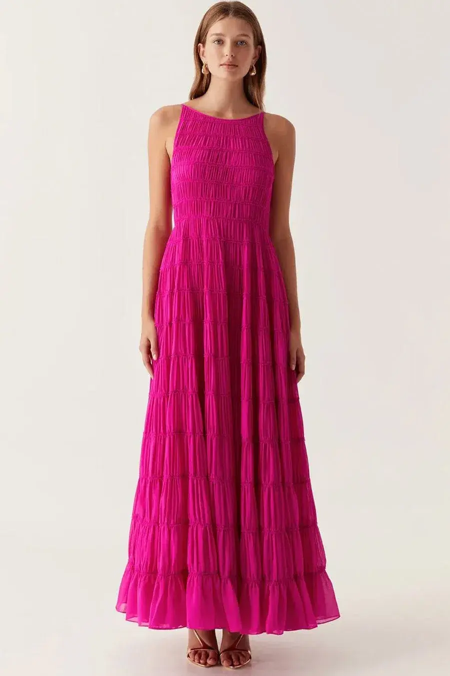Aje Rosewood Ruched Maxi Dress Magenta Size 14 - Image 6