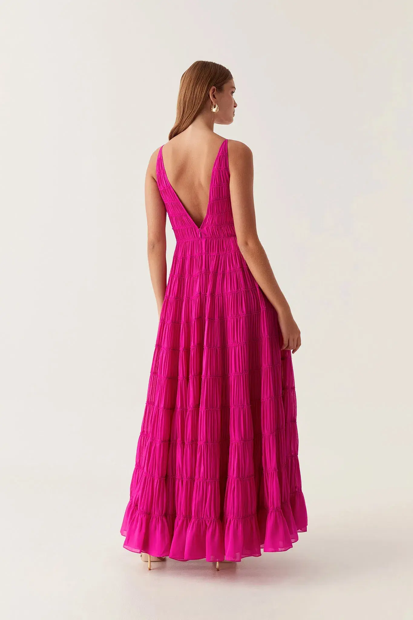 Aje Rosewood Ruched Maxi Dress Magenta Size 14 - Image 2