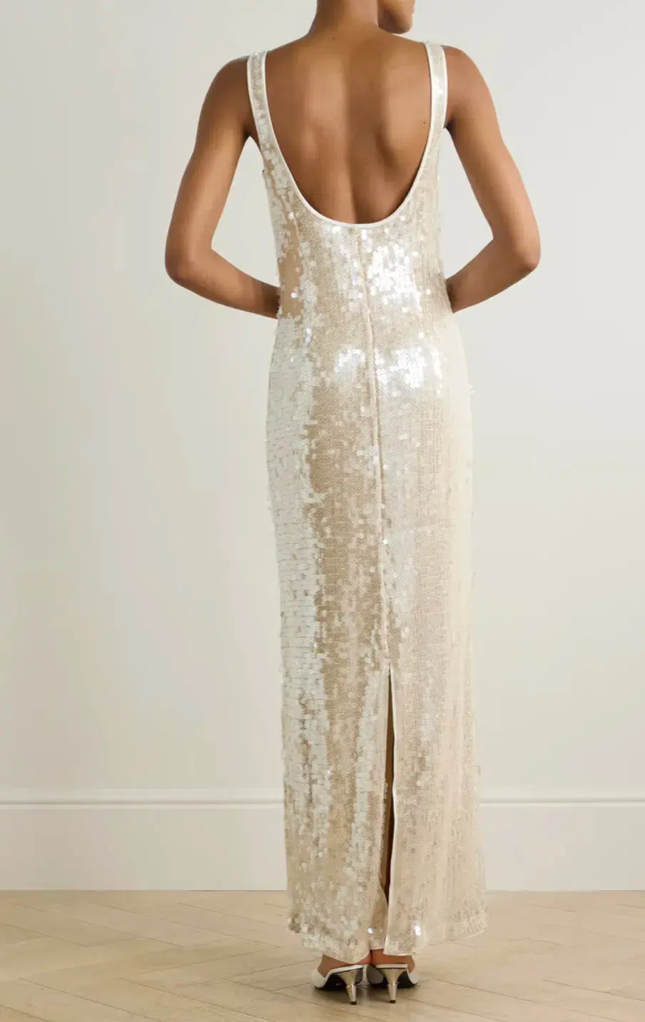Simkhai Bex Sequined Tulle Maxi Long Dress in Cream Size US 6 - Image 2