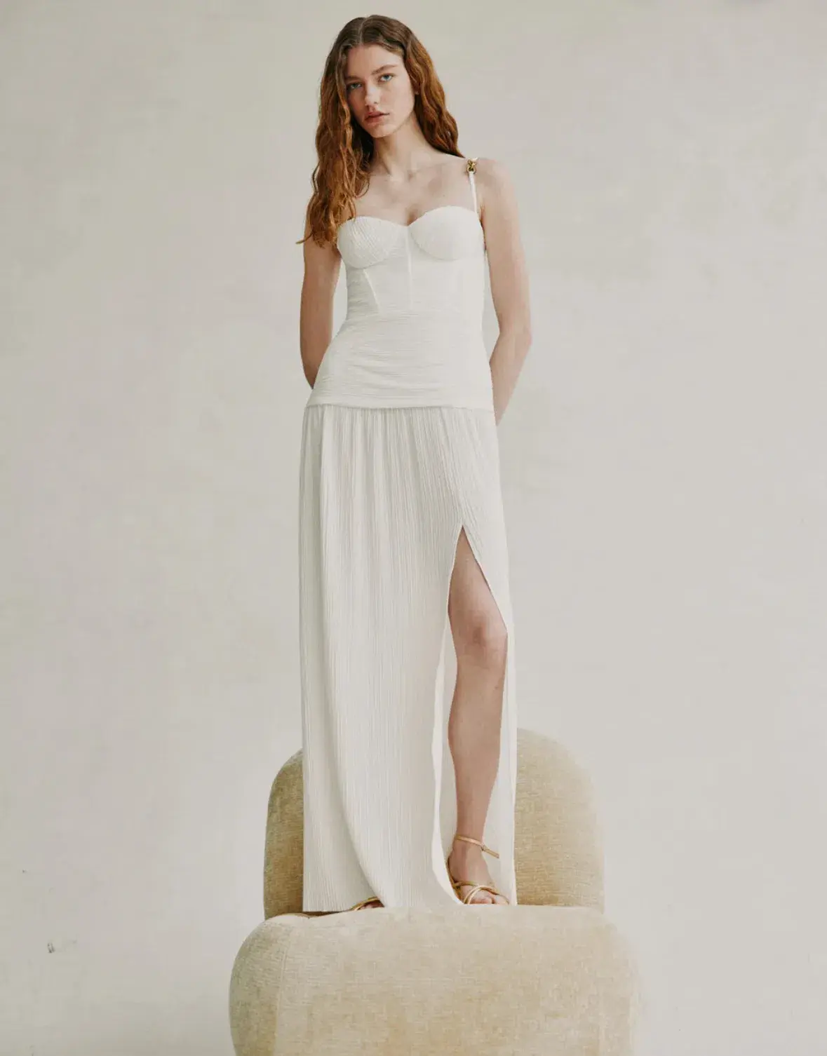 Manning Cartell Double Time Pleat Dress in White | Size S Small AU 8 - Image 9