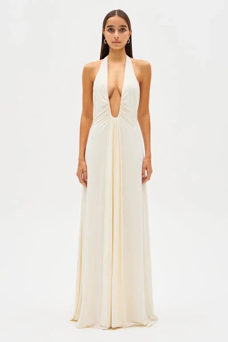 MISHA Jennifer Cupro Maxi Dress Ivory Size 6/XS  - Image 3