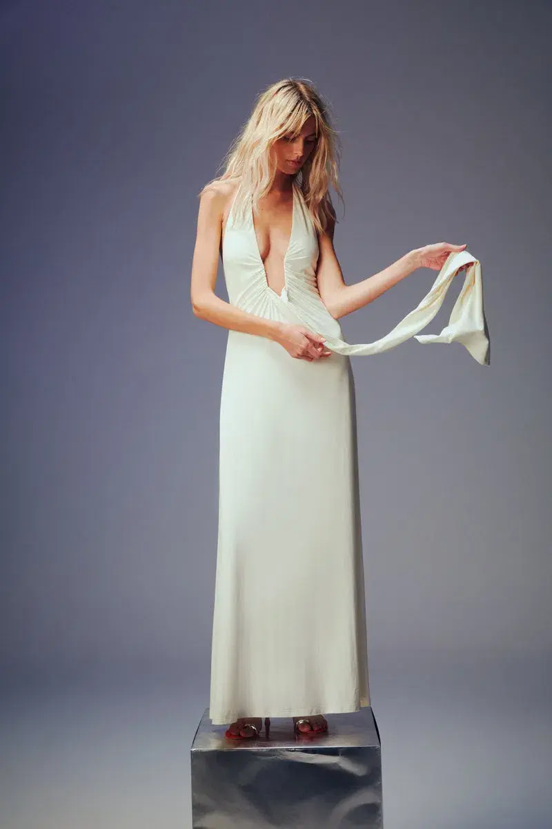 MISHA Jennifer Cupro Maxi Dress Ivory Size 6/XS  - Image 1