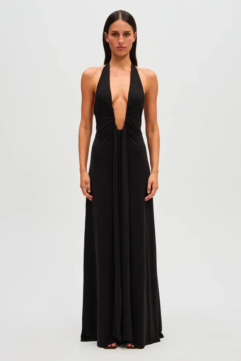  Jennifer Cupro Maxi Dress Black Size 10/M  - Image 2