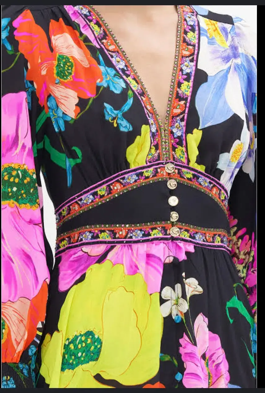 Camilla Button Dress with Shaped Waistband Away With The Fairies Size S/Au 10 - Image 4