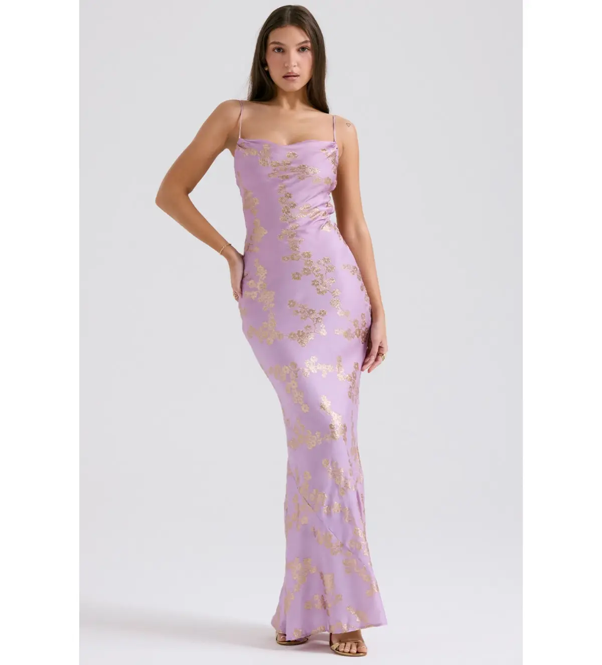 House of CB Capriana  Satin Gown Orchid Jacquard Size S/Au 8 - Image 1