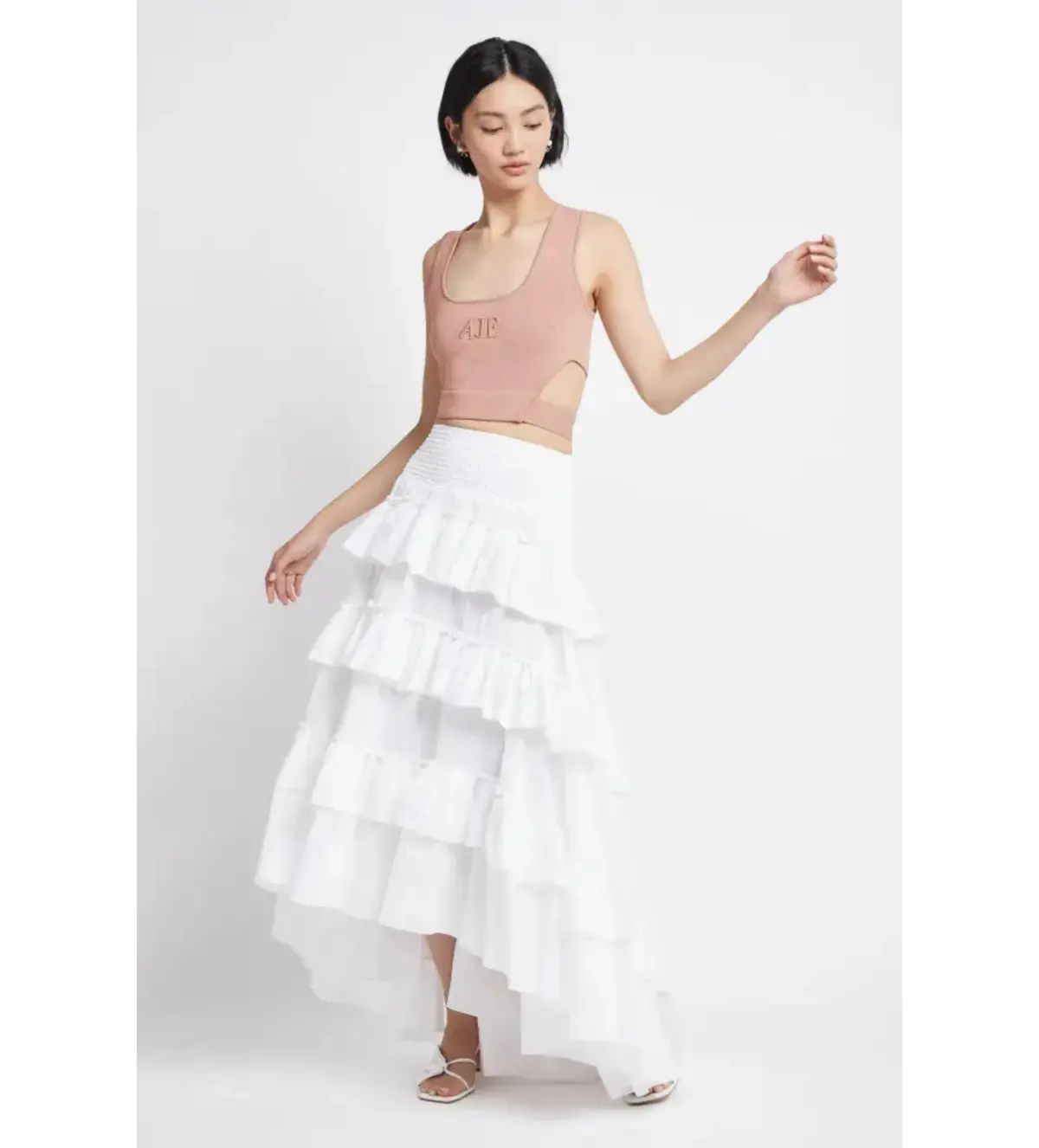 Aje Mimosa El Paso Tiered Maxi Skirt White Size 10  - Image 1