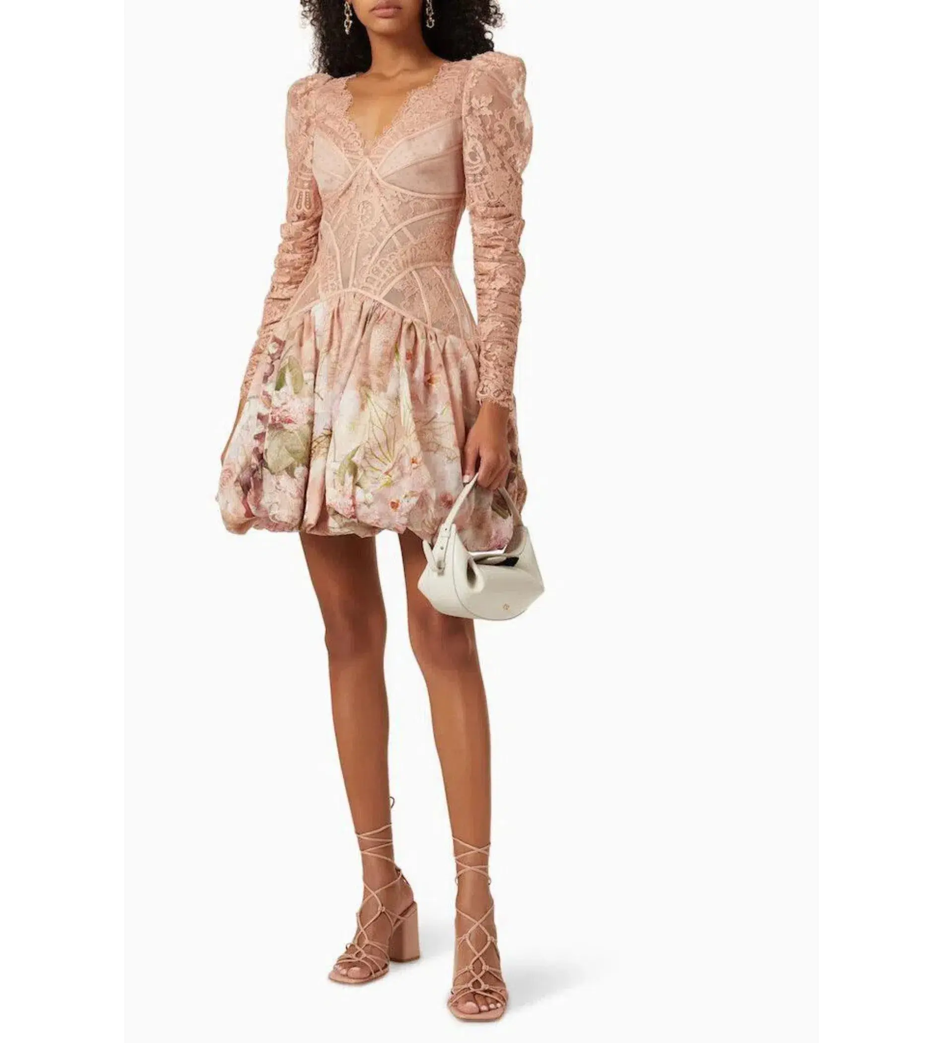 Zimmermann The Dancer Lace Mini Dress in Blush Garden Floral Size 1/Au 8  - Image 1