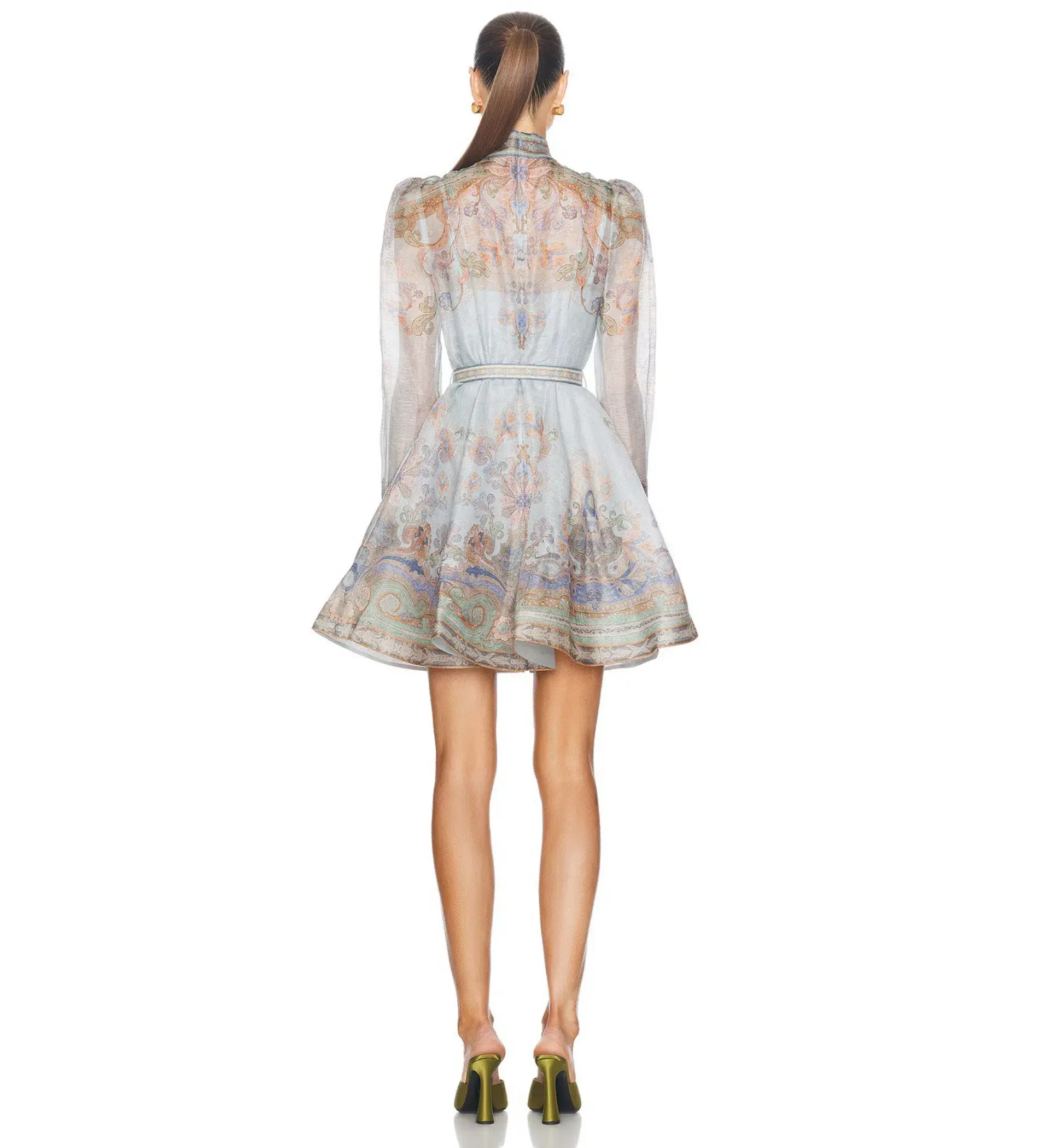 Zimmermann The Eden Belted Mini Dress in Blue Paisley Size 1/Au 10 - Image 2