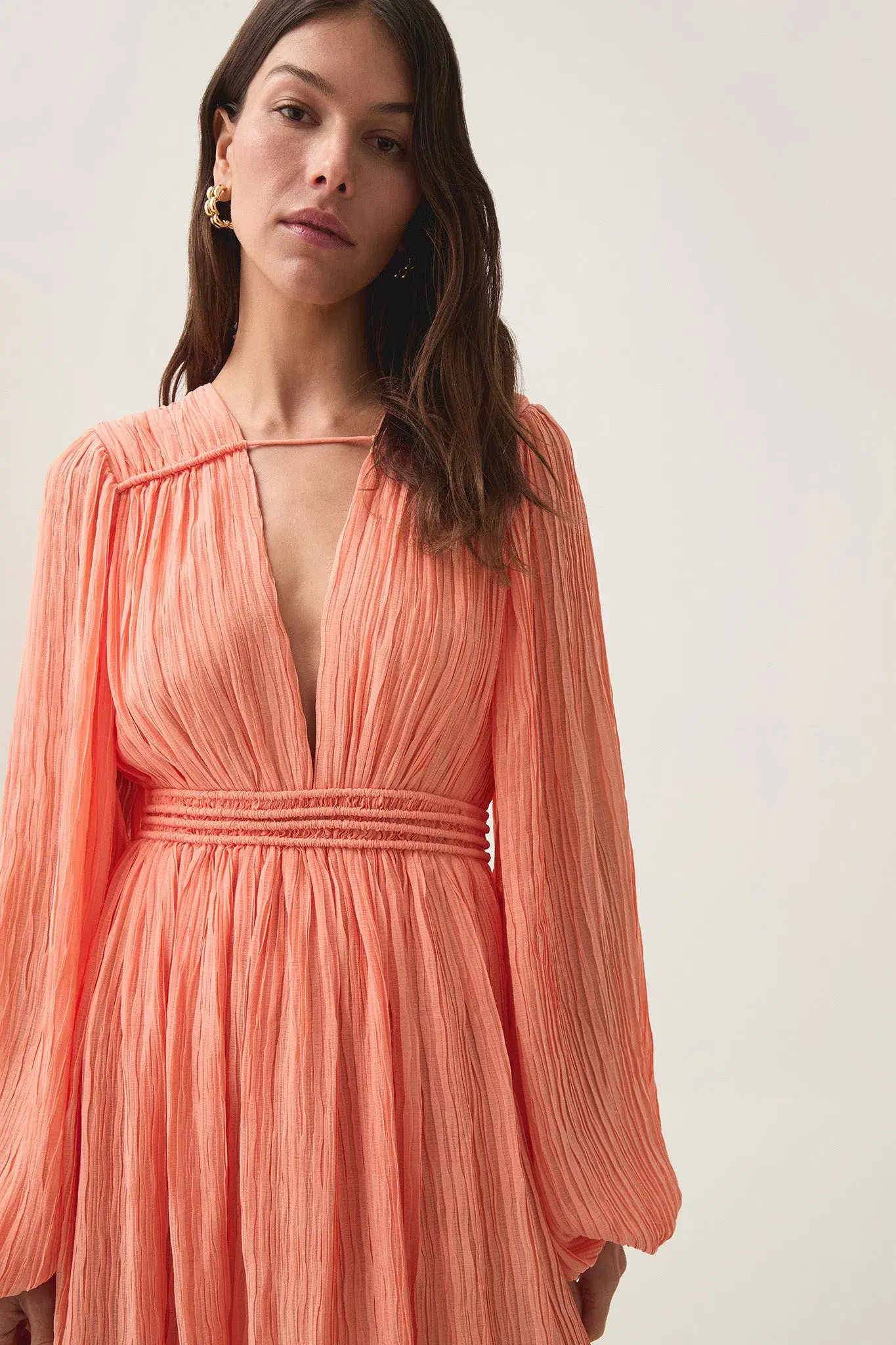 AJE  Genevieve Pleated Mini Dress Apricot Size 12 - Image 2