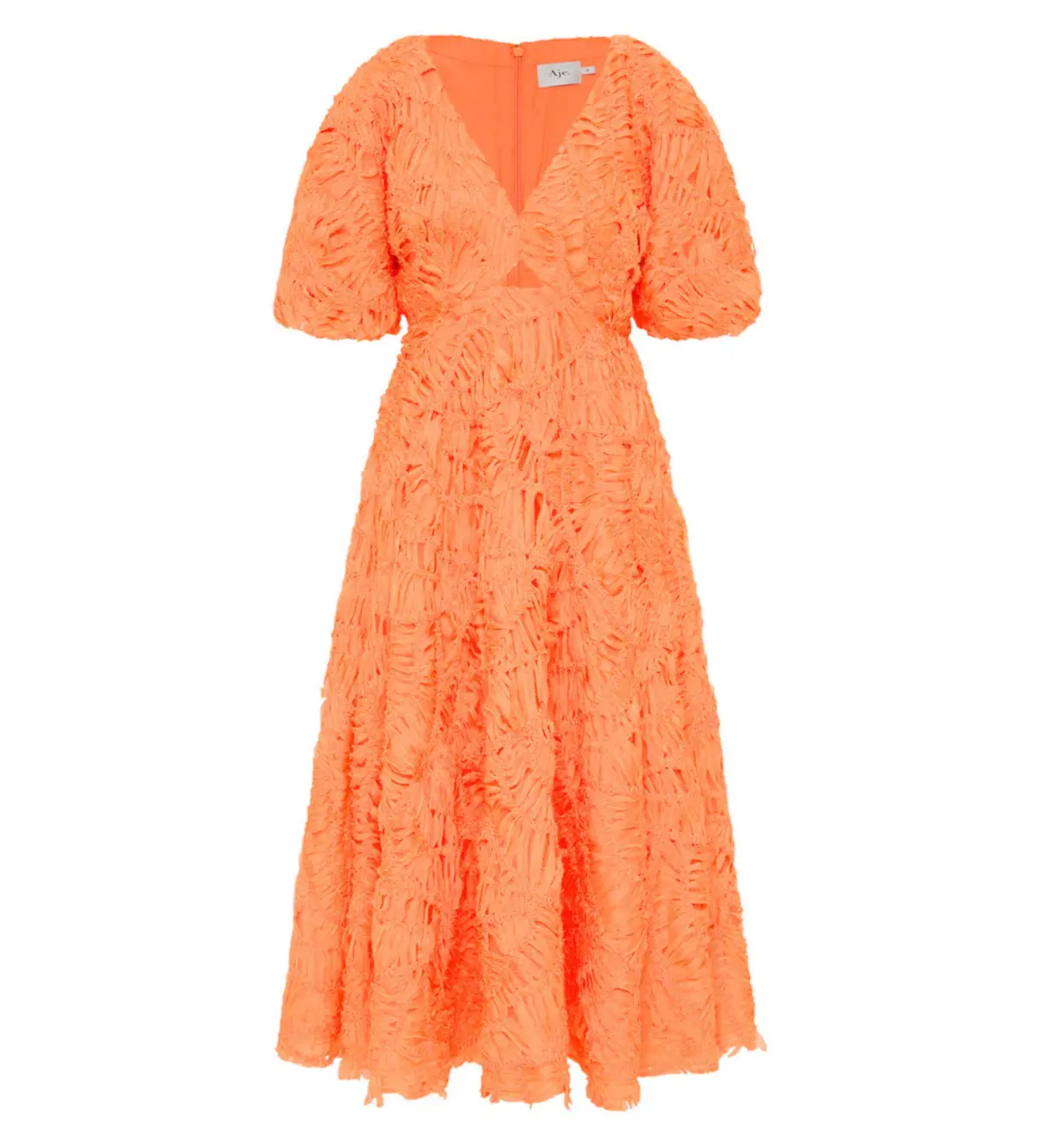 AJE Florential Textured Midi Dress Apricot Size 10 - Image 2