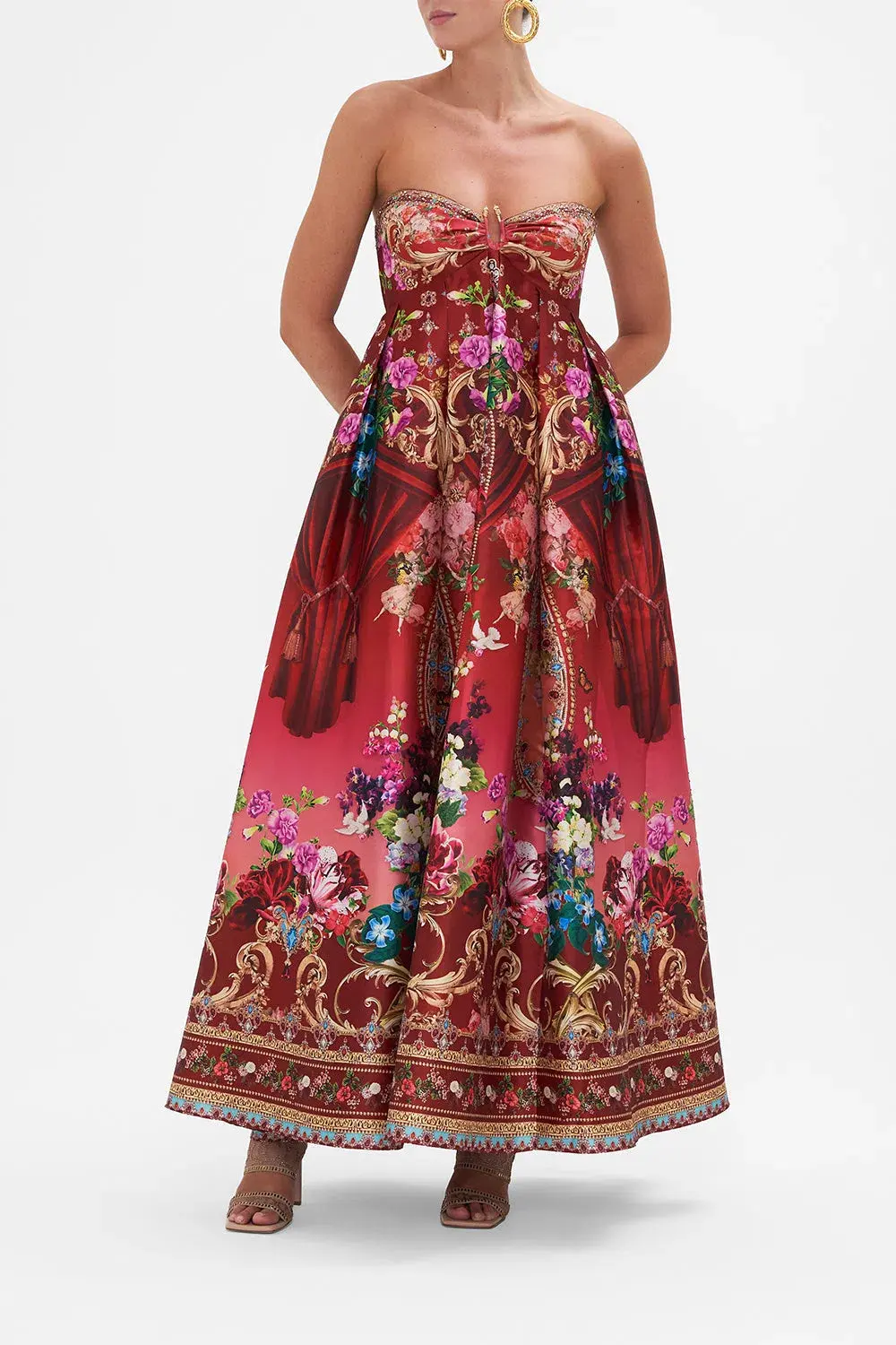 Camilla Strapless Maxi Dress Rites of Roses Size 10 - Image 1