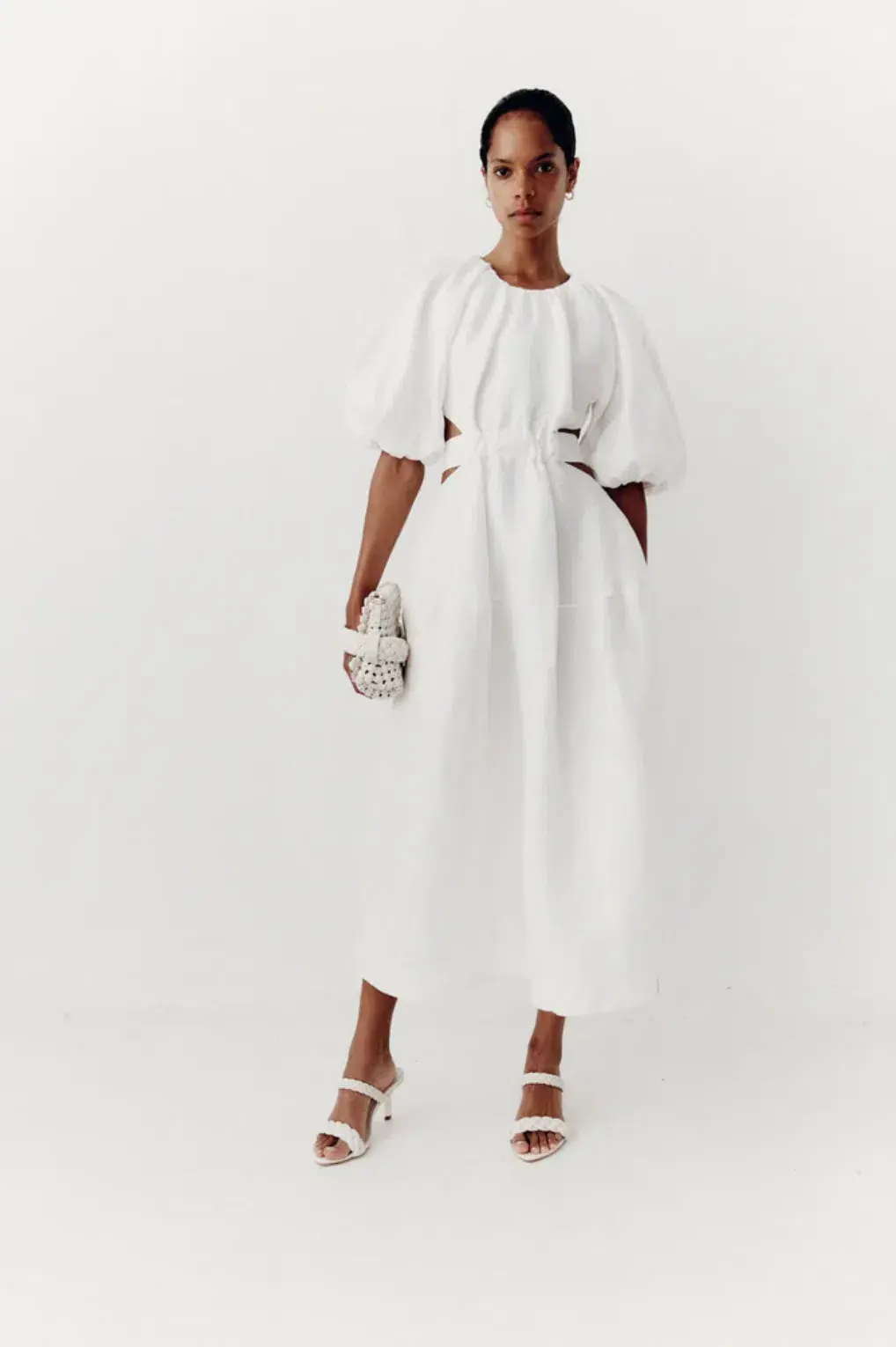Aje Mimosa Cutout Midi Dress Ivory Size AU 4 - Image 3