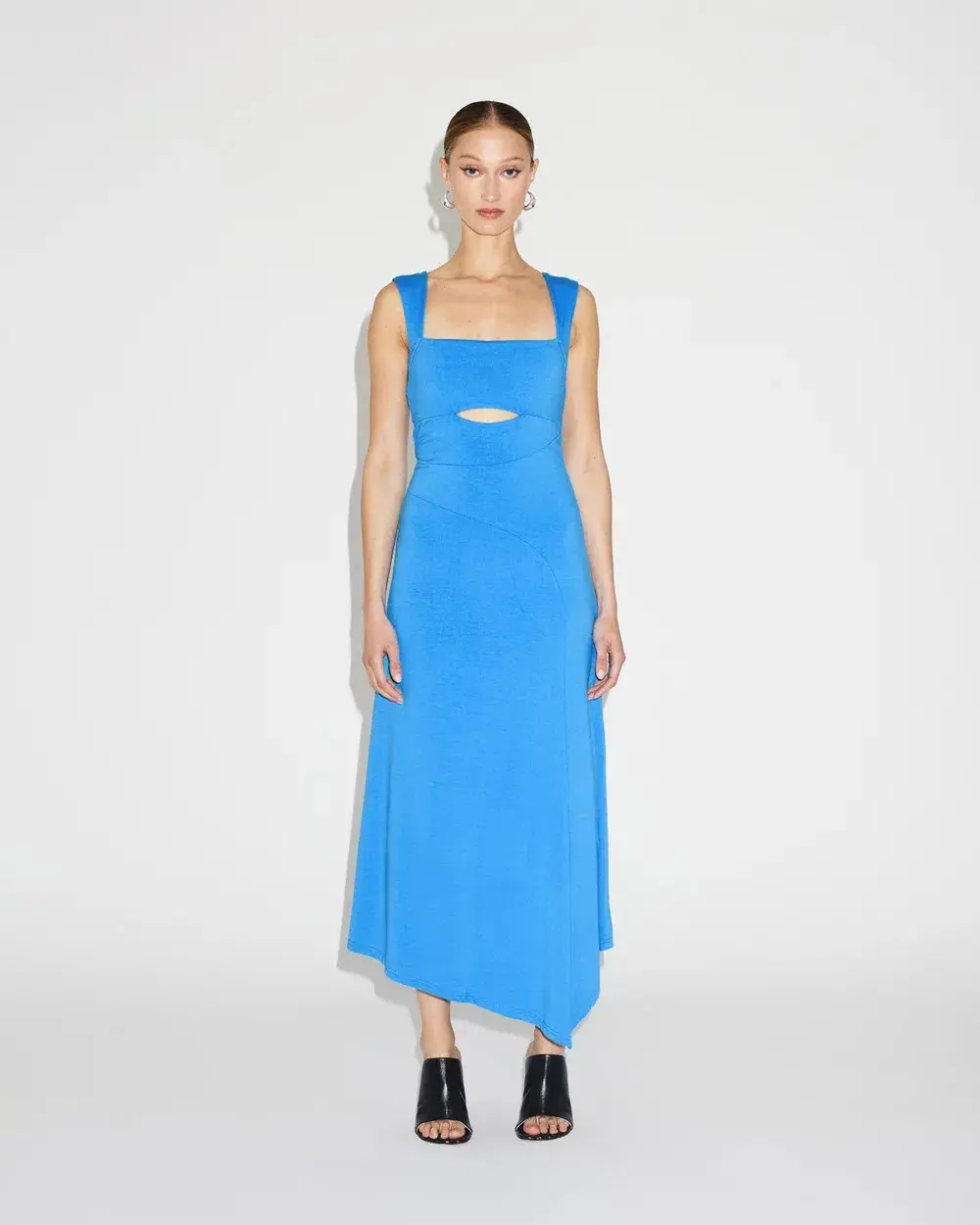 Lover Larina Asymetric Midi Dress Blue Size AU 10 - Image 1