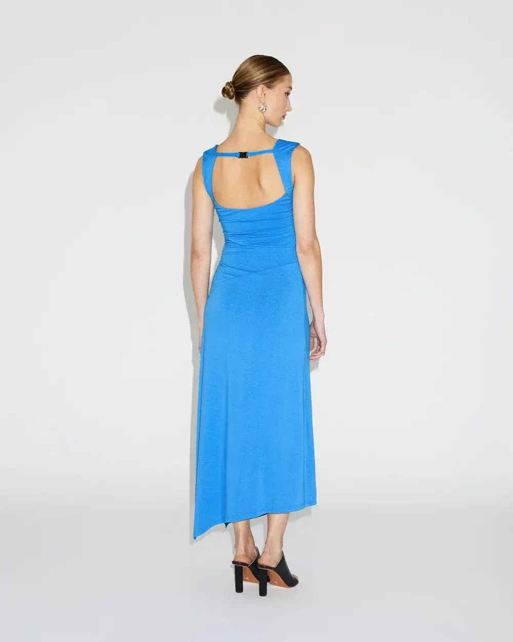 Lover Larina Asymetric Midi Dress Blue Size AU 10 - Image 3
