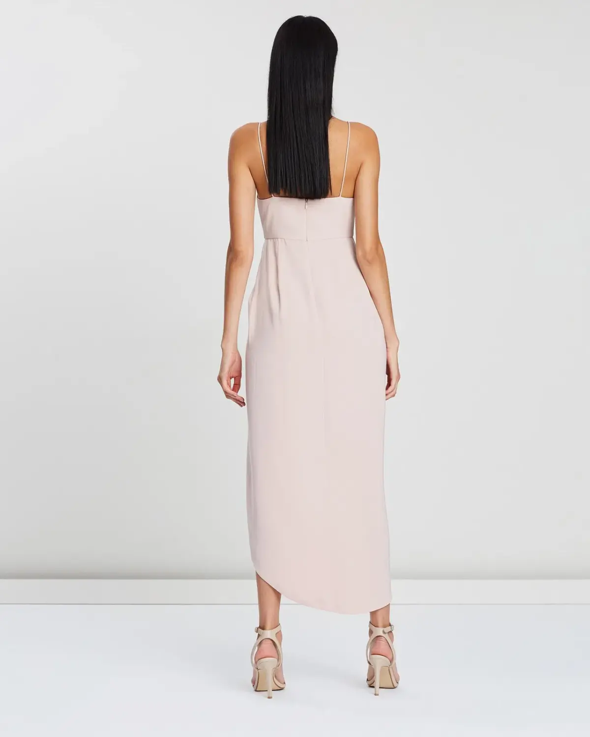 Shona Joy Core Cocktail Draped Midi Dress Ballet Pink Size 6 - Image 3