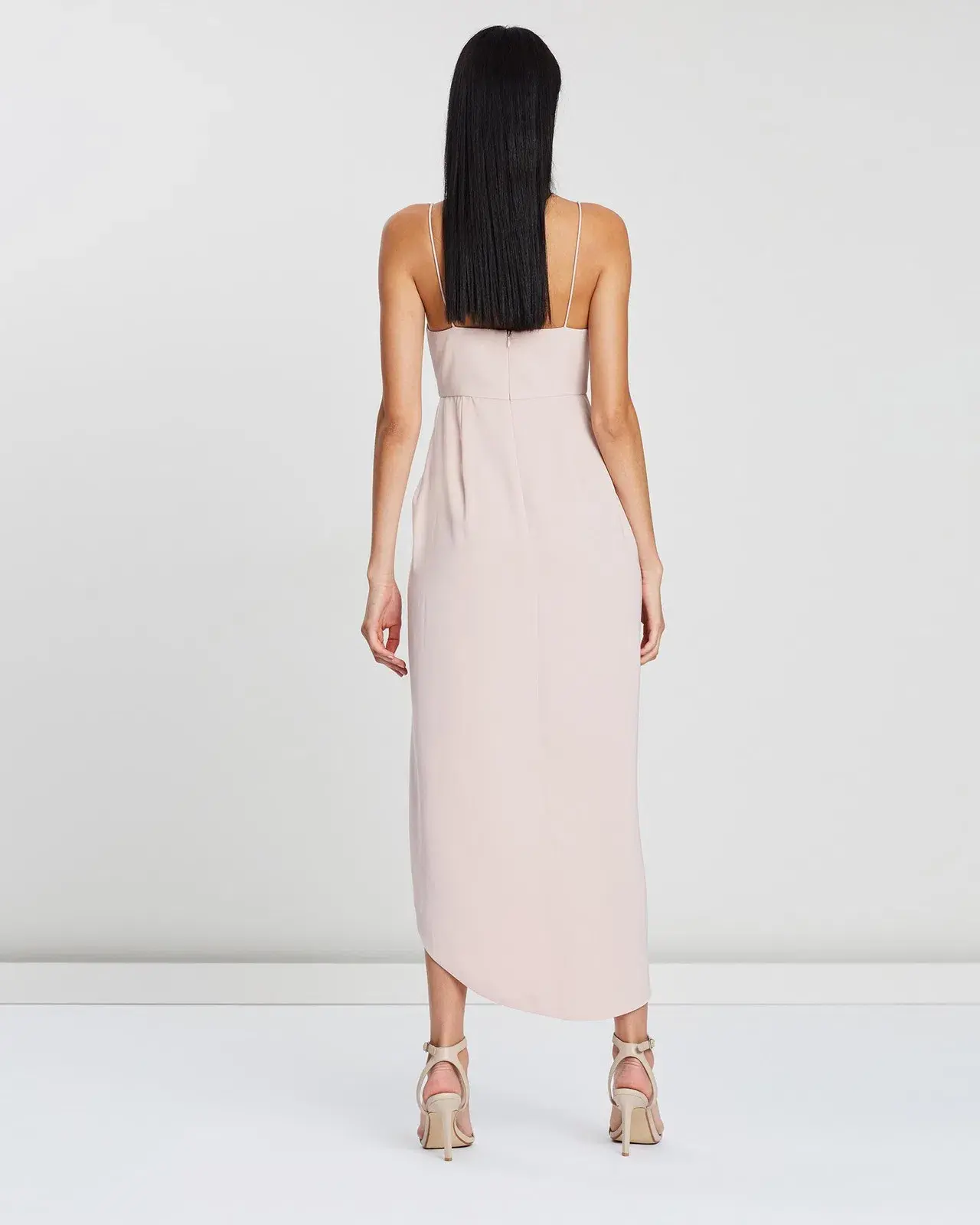Shona Joy Core Cocktail Draped Midi Dress Ballet Pink Size 6 - Image 3