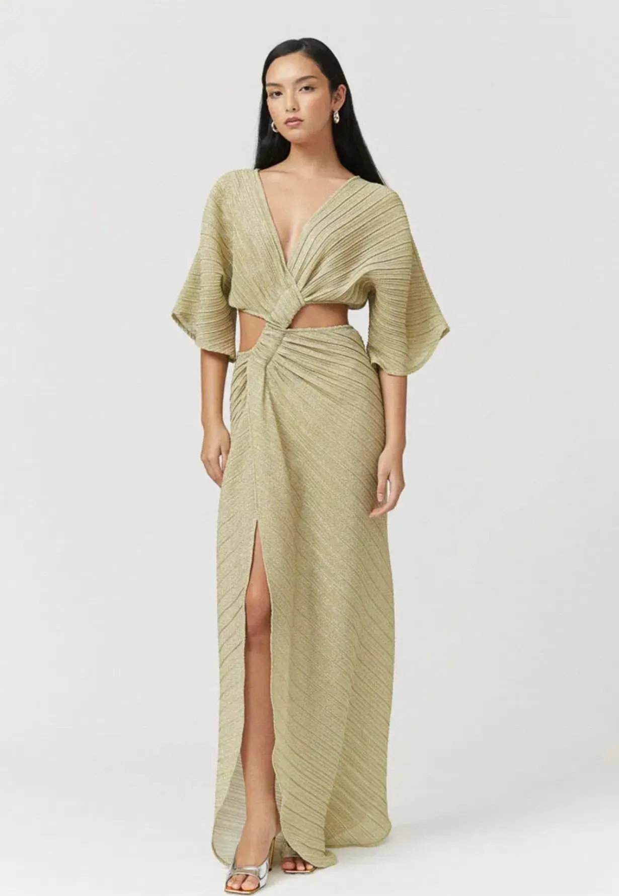 Suboo Stevie Cross Over Midi Dress Gold Size M / AU 10 - Image 1